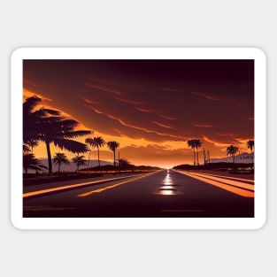 In To The Sunset On The Road To Fantasy Island / Abstract And Surreal Unwind Art Sticker